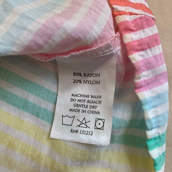 Michelle McDowell Sz M Penelope Pastel Rainbow Striped Smocked Ruffled Top - Picture 14 of 16